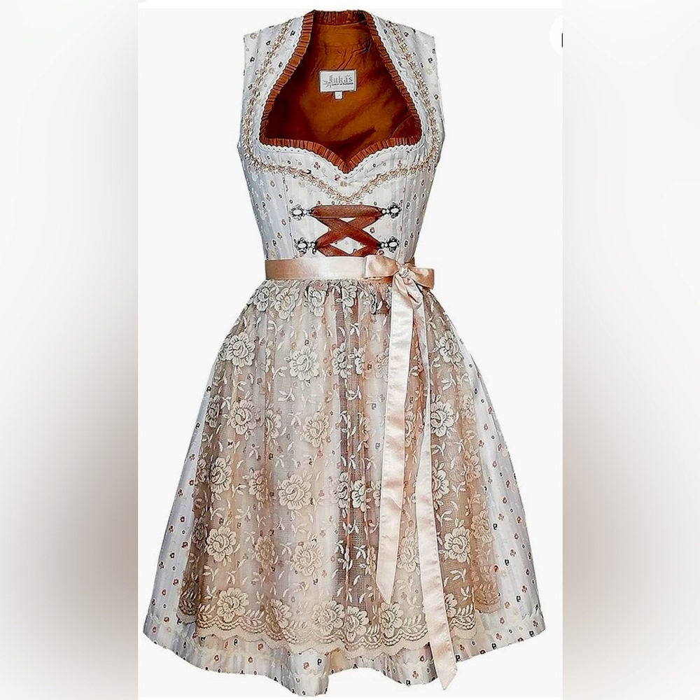 Brand new in bag Dirndl. Beautiful brown details and lace!